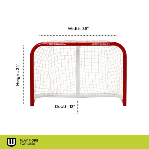 Winnwell Regulation Size Hockey Net - Indoor & Outdoor Heavy Duty Goal - Good for Street, Field & Rink (36")