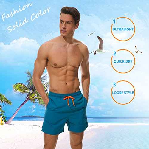 SILKWORLD Men's Swim Trunks Quick Dry Beach Shorts with Pockets