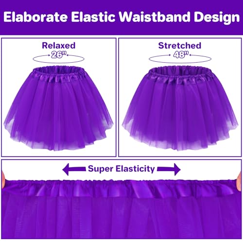 Purple 12-inch Layered Tulle Adult Tutu Skirt for Women Halloween Costume Fluffy Fairy Skirt