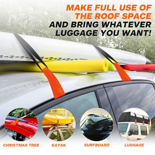 Orange Rooftop Cargo Tie Down Hooks - Secure Car Roof Bags & Carriers