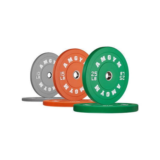 AMGYM Color Olympic Bumper Plate, Weights Plates, Bumper Weight Plate, Steel Insert, Strength Training（100 lb set new）