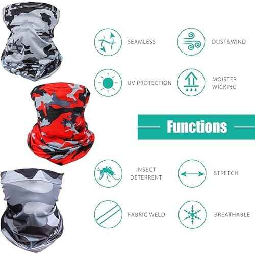 Sun Protection Face Mask Neck Gaiter - 9 Pack Breathable UV Protection Scarf for Men & Women, Hiking, Cycling, Fishing