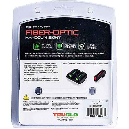 TRUGLO Fiber-Optic Handgun Night Sight | Compact Durable Snag-Resistant High-Visibility Red Front & Green Rear Sight for Handguns