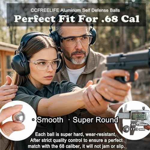150ct .68 Caliber Aluminum Balls, 68 Caliber Self Defense Balls for Byrna SD/LE/TCR/MAX, for Salt Supply S2/Pistelle X-68, 7.3g, Reusable, Ideal for Practice Training