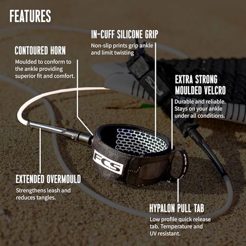 8' Surf Leash for 2-8ft Waves - Lightweight Durable Ankle Cuff with Silicone Grip