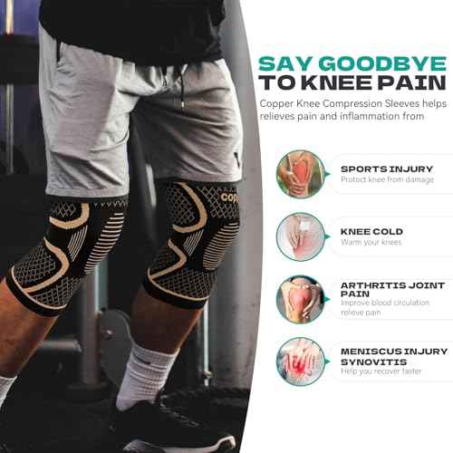 INDEEMAX Copper Knee Brace for Women Men Plus Size, 2 Pack Knee Compression Sleeve for Knee Pain, Arthritis, Running, Sports and Recovery Support, 2XL(26-28 Inch)