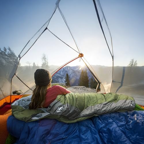 Green Night Cat 3-Season Camping Sleeping Bag for Adults - Lightweight & Portable, Switch to Quilt or Blanket