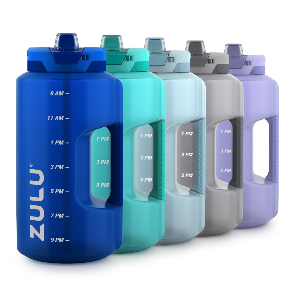ZULU Goals 128oz BPA-Free Gallon Water Jug with Time Markers, Royal Blue