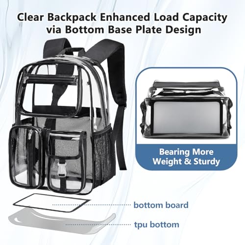 Heavy Duty Clear Backpack for Stadium Events 16in See Through Bookbag Grey