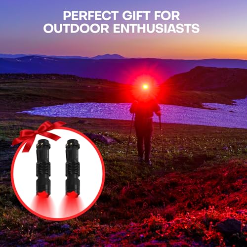 2 Pack Red LED Flashlight with Single Mode, Scalable Beam for Night Observation