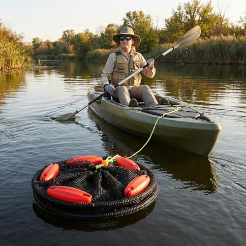 Foldable Floating Fish Basket for Live Bait and Fish Storage - 11 Gallons