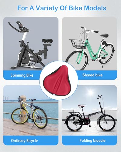 Red Gel Bicycle Seat Cover Cushion for Women and Men