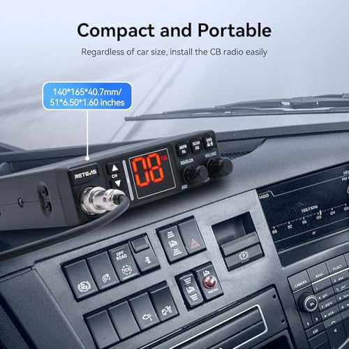 Retevis MB3A 40-Channel AM/FM CB Radio Kit - Long Range Trucker Radio with Antenna, 12V/24V Cigarette Lighter, Noise Limiter, PA, Emergency Channels 9/19, Cooling System