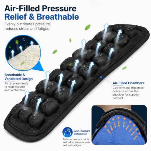 JFT Shoulder Strap Pad with 3D Air Cushion for Backpack & Hiking Bag - Black, Two Pads