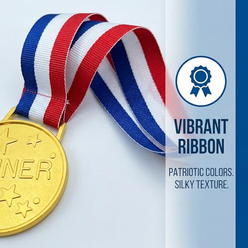 12-Pack Gold Medal Awards with 16.5-Inch Ribbons - Classic Trophy Variation of THIS listing