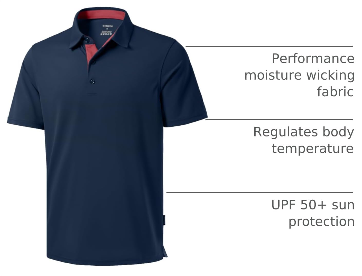 Men's Golf Polo Shirts Dry Fit Short Sleeve Shirt, Navy, S