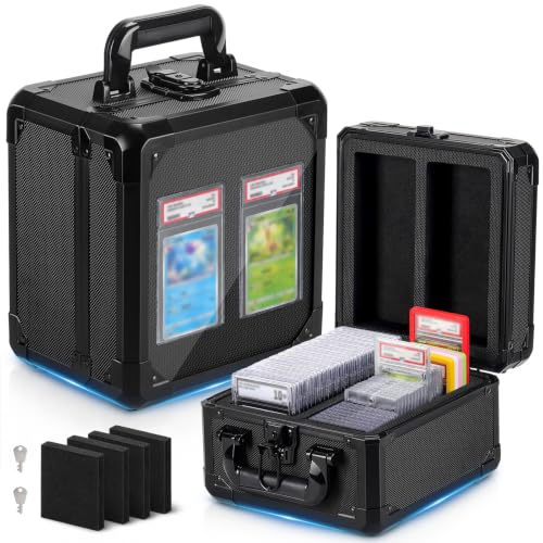 Card Storage Box with Display Window for Up to 60 Slabs - Portable Collectible Case