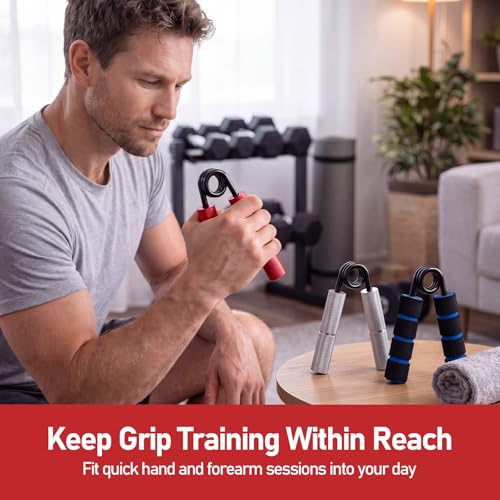 Grip Strength Trainer Set with Aluminum Hand Grippers - 6 Pack, 50LB-225LB Resistance
