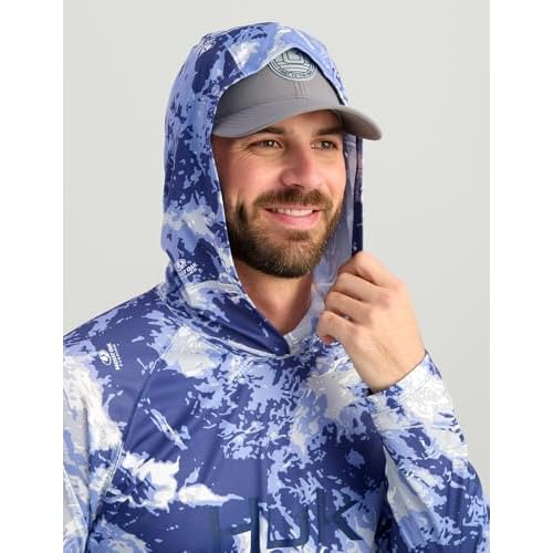 HUK Men's Pursuit Pattern Crew Long Sleeve, Performance Shirt