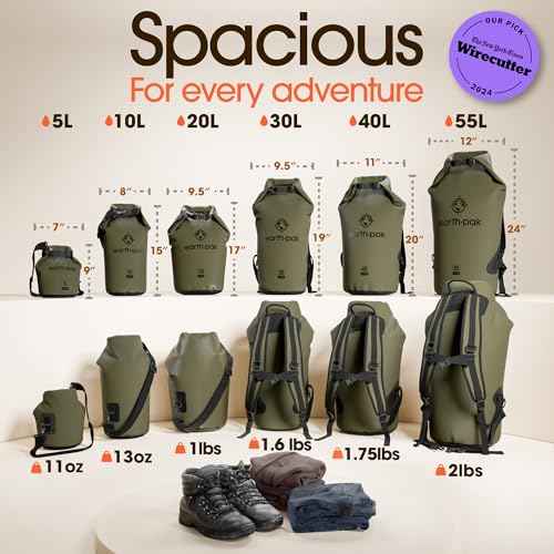 Earth Pak Waterproof Dry Bag - Roll Top Waterproof Backpack Sack Keeps Gear Dry for Kayak with Waterproof Phone Case