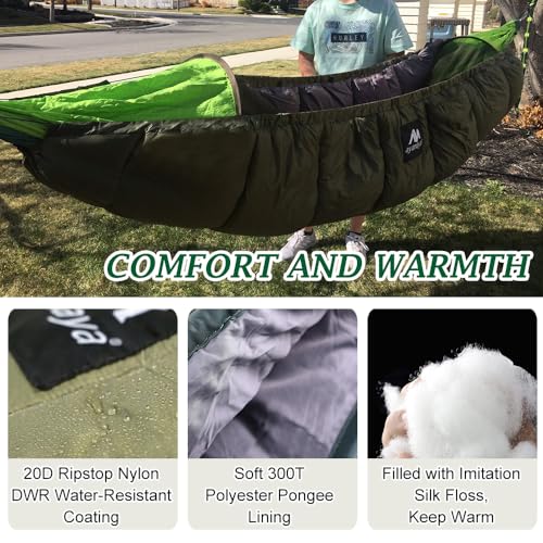 AYAMAYA Army Green 4-Season Camping Hammock Underquilt - 98x59 Inches