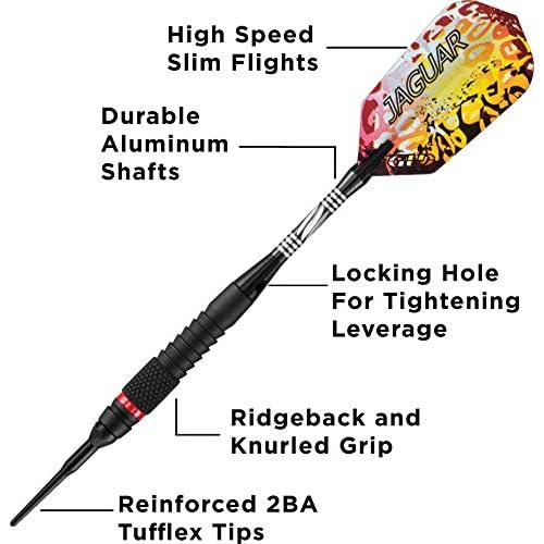 Viper Jaguar 80% Tungsten Soft Tip Darts with Storage/Travel Case, 18 Grams