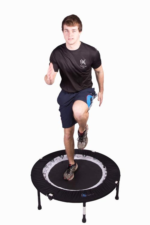 Maximus PRO Folding Rebounder USA | Voted #1 Indoor Exercise Mini Trampoline for Adults with Bar | Fitness & Weight Loss| Free Storage Bag, Resistance Bands, Online & DVD Workouts | Already Assembled