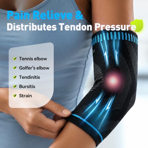Elbow Compression Sleeve XL with Gel Pads for Tennis & Golf Pain Relief - Breathable Support