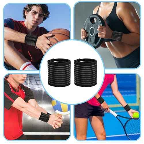 2 PCS Elastic Wrist Support Band Wrap Breathable Wrist Brace Adjustable Wrist Straps Support Relieves Wrist Pain Arthritis Tendonitis Sports Use for Men and Women Right & Left (Black)