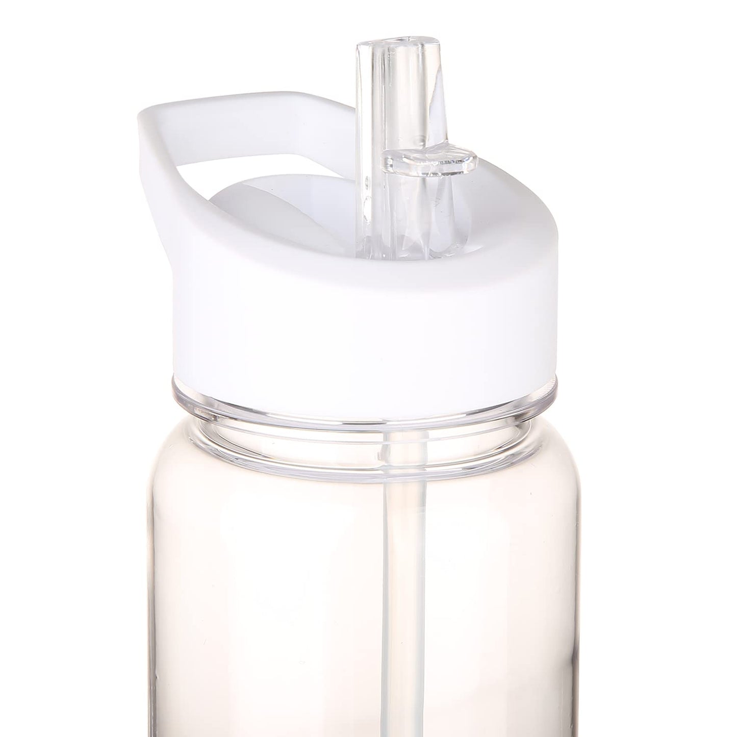 GearTek Tritan Clear Water Bottle With Straw | No Markings BPA Free 24 oz Sports Water Bottle | Leak Proof Re-Usable Flip Top Plastic Drinks Bottles for School, Office, Gym, Cycling (Clear-Straw-24oz)