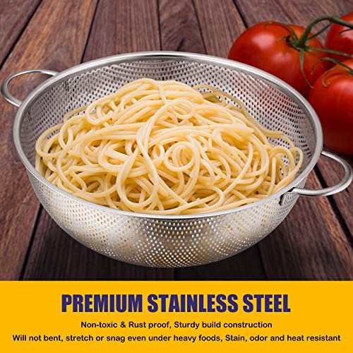 E-far Stainless Steel Colander Set of 3 (1, 3, 5 Quart) Kitchen Strainers with Handles