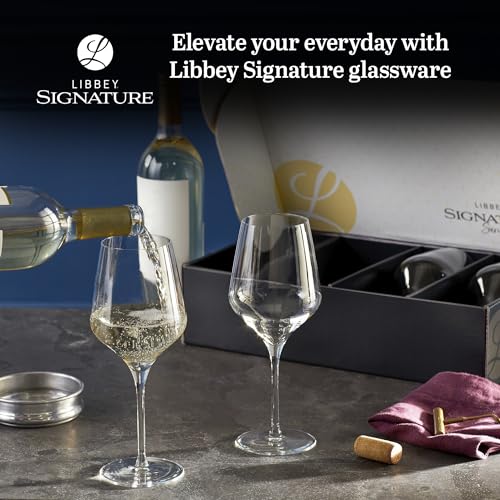 Libbey Signature Greenwich All-Purpose Wine Glasses Set of 4 - 16 Ounce, Made in USA, Dishwasher Safe, Gift Box Variation of All Purpose Gift Box 4