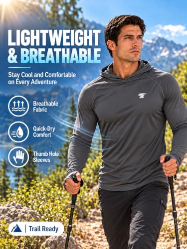 Men's UPF 50+ Sun Protection Shirts Hoodie Long Sleeve 3 Pack - Light Gray Blue Gray XXL