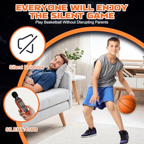 Silent Basketball Size 7 (29.5 Inch) Noiseless Indoor Training Ball - Orange A