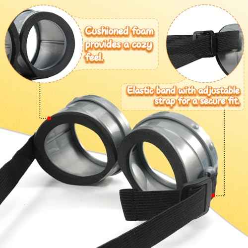3 PCS Halloween Costumes for Men Women Adults, Yellow Beanie, Steampunk Goggles, Black Gloves, Halloween Party