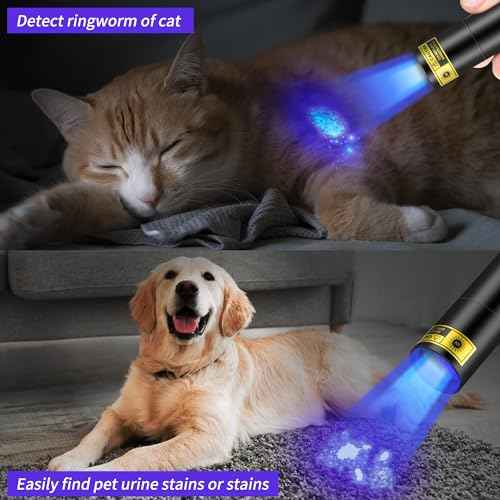 UV Flashlight Rechargeable 365nm & 395nm Black Light for Pet Urine Detection, USB Portable Blacklight Mini Powerful Woods Lamp LED ultra violet Flashlights uv for Resin Curing, Leak Detection, Travel