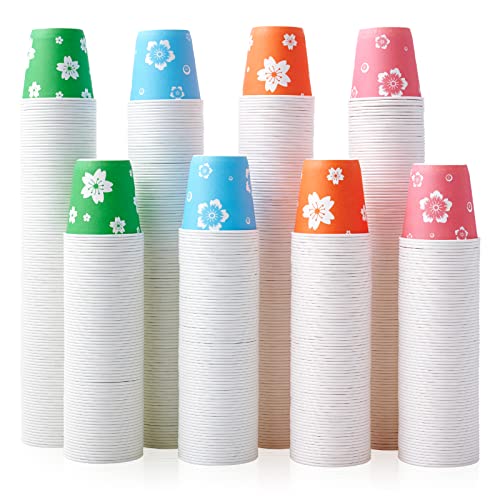 800 Pack Small 3 oz Paper Cups - Colorful Disposable Bathroom & Drink Cups