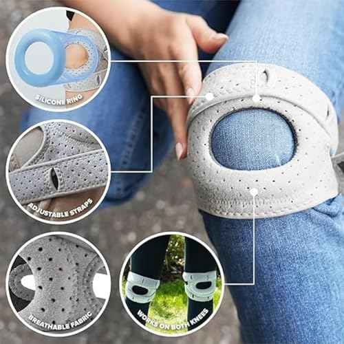 Knee Brace,2PCS Knee Brace for Women Men Adjustable Knees Support,Knee Support for Athletes,Knee Joint While You Move for Running Workout (Grey)