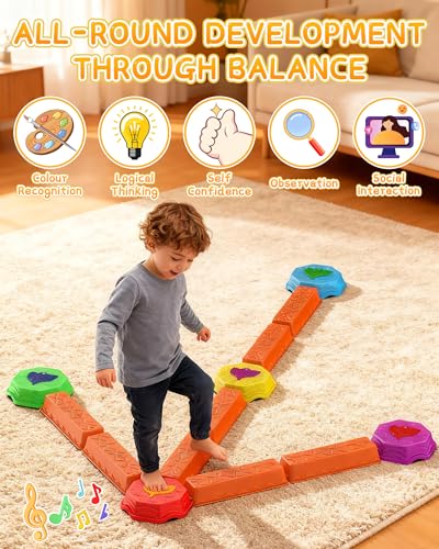 Kids Light Up Balance Beam Set - Musical Stepping Stones & Obstacle Course