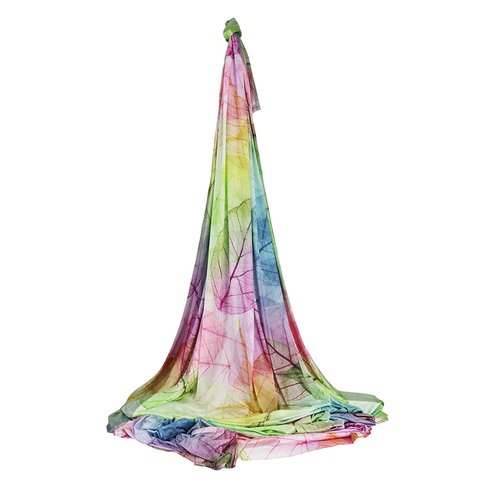 Aerial Yoga Hammock Aerial Pilates Silk Yoga Swing Set include Carabiners daisy Chain, Pose Guide 5.5 yards Set (Colorful Leaf)