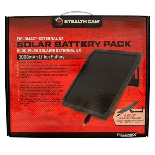 Stealth Cam FieldMax External EX 3000 mAh Solar Battery Pack with 10-Inch Solar Panel for Revolver, Flashback, Deceptor Max, and Fusion Max Cellular Trail Cameras