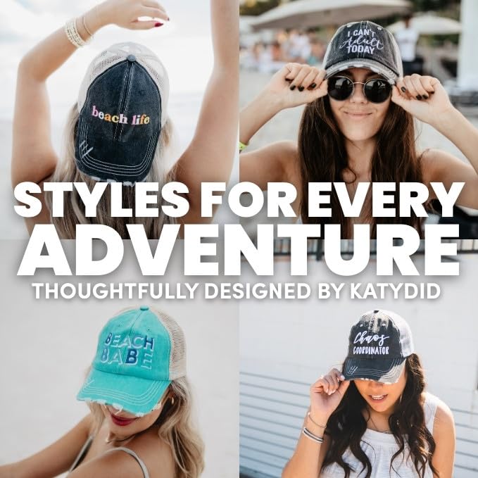 KATYDID Women's Two-Tone Vintage Baseball Cap - Stylish 5 Panel Hat, One Size Black