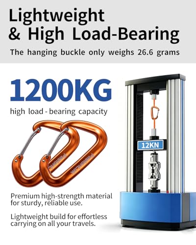 Orange Heavy Duty Aluminum Carabiner Clips 12KN Bulk 4 Pack for Keys & Outdoor Use