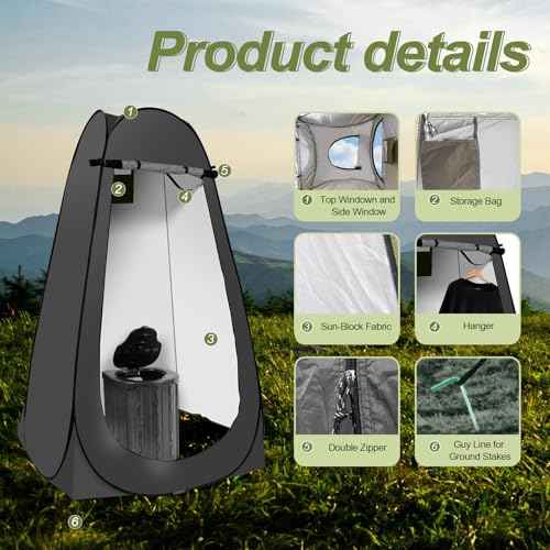 Camping Toilet Kit with Pop Up Privacy Tent, X Large Portable Folding Toilet Potty for Adults, Outdoor Camp Shower Tents,Changing Room with Carry Bag