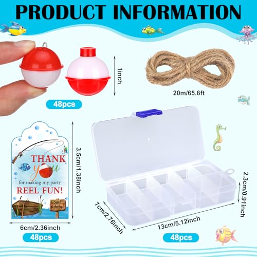 72 Fishing Party Favors Tackle Boxes with Thank You Cards - Ocean Theme