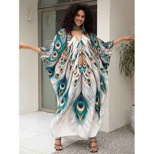 Women's Plus Size Kaftan Dress ? Plus Size Maxi Dress Moo Moos Beach Cover Up,Bathing Suit Cover-Up Loungewear