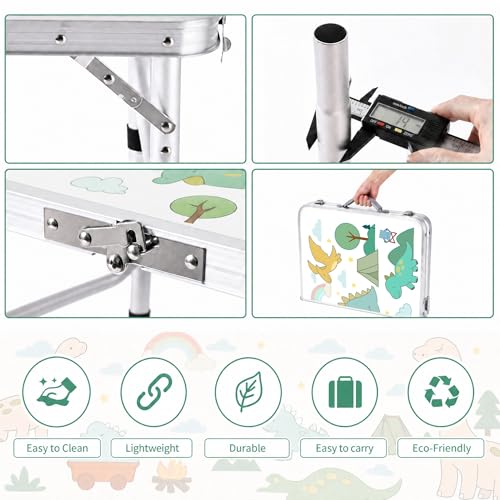 Yriuat 2ft Portable Folding Camping Table with Adjustable Heights - Jurassic Camp Variation