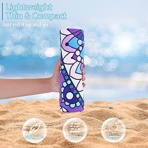 TwoYek Microfiber Beach Towel 71x32 Inches Extra Large Mandala Turtle Stripe 4 Pack