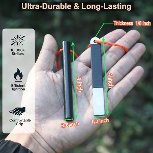 4-Inch Waterproof Ferro Rod Fire Starter for Camping Survival Bushcraft