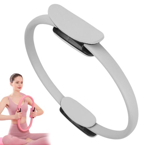 Moonboat Pilates Ring Fitness Trainer, Dual Padded Handles Yoga Rings for Beginners Toning Arms, for Home Workout Mat & Reformer Workouts (Grey, 33cm)